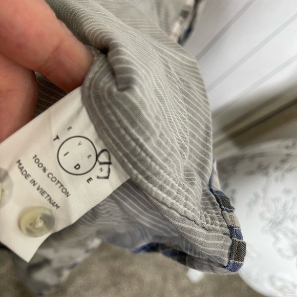 Even Tide Men's Blue Gray Plaid Flannel Shirt Size Xl Long Sleeve Button Up - Picture 4 of 4